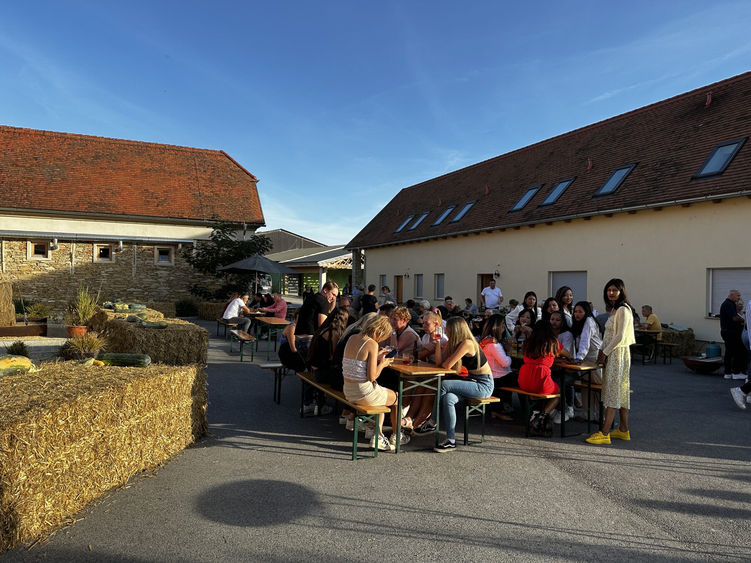 Heißluftballon über dem Edenhof beim Erntedankfest